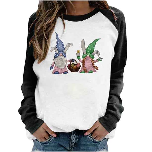 Sudaderas con capucha estampadas de manga larga informales para mujer a la moda de Pascua Fridja czfsfas988