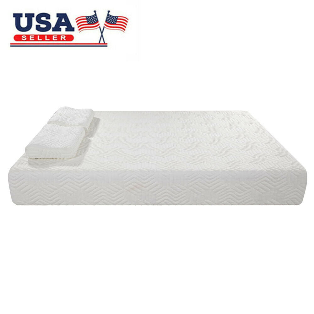New 10" Inch Queen Traditional Firm GEL Memory Foam Mattress Bed with 2 Pillows 