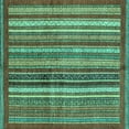 thumbnail image 1 of Ahgly Company Indoor Square Abstract Turquoise Blue Modern Area Rugs, 5' Square, 1 of 4