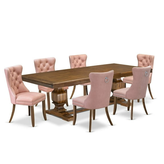 Luxe by East West Furniture 7 piece Modern Dining Table Set of a Dining Table and 6 Dinner Chairs