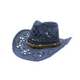 thumbnail image 3 of GDREDA Chapeaux d'Été pour Hommes et Femmes - Chapeau de Cowboy en Paille Modelable avec Design Ajouré, 3 of 3