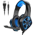 thumbnail image 1 of Auriculares para juegos profesionales para auriculares con cancelación de ruido con micrófono, con luces LED y canales estéreo, para PS4, PS5, PC, Xbox One, Switch, para niños y adultos Ormromra CZDZ-HQ111-1, 1 of 6
