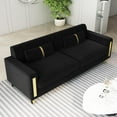 thumbnail image 5 of Modern Velvet Sofa Couch, 86" Large Loveseat Sectional Sofa Couch with Gold Legs for 3-4 Persons, Upholstered Deep Seat Love Seat Sofa Chaise for Living Room Office Apartment Black, 5 of 7