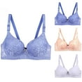 thumbnail image 2 of YWDJ Lounge Bras for Women Comfort 3 Pack Lounge Bras Underwire Comfortable Bras Adjustable Straps Half Cup Push up Wrap Bras Padded Plus Size Lace Bras Solid Sleep Bras Blue M, 2 of 3