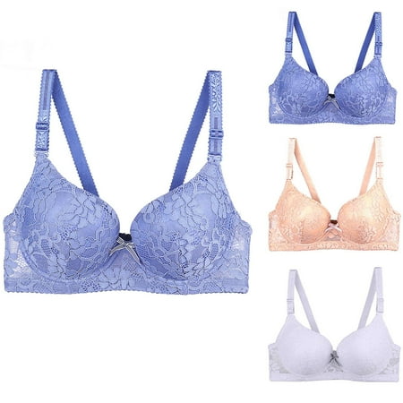Huuilaibazoo 3PC Women s Plus Size Push Up Bra Bras Floral Underwire Plunge Lightly Breathable Comfort Bras