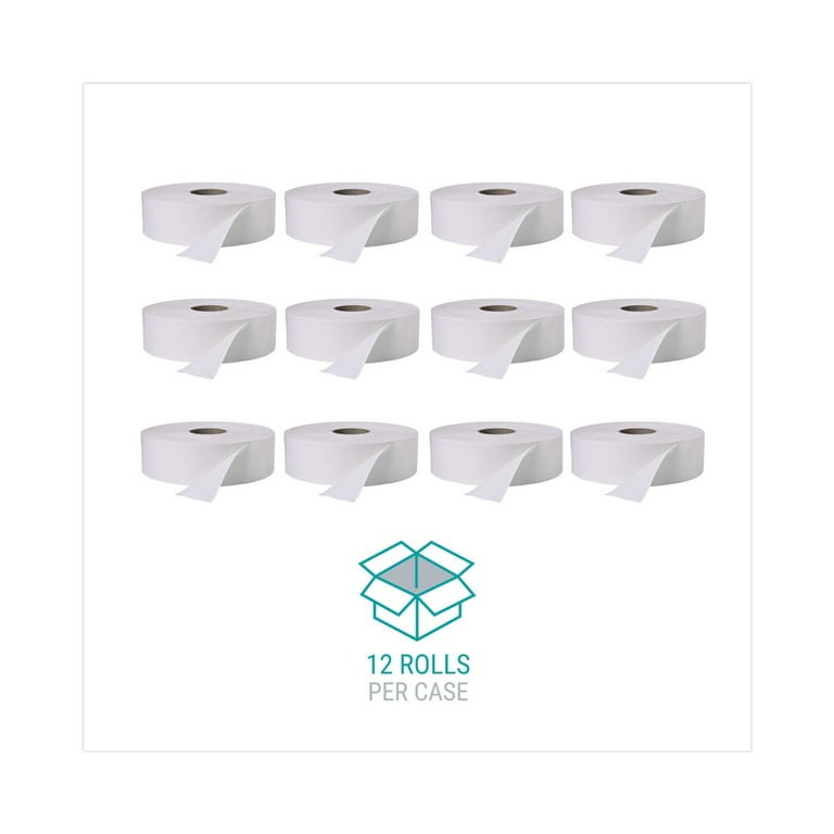 Jumbo Roll Bath Tissue, Septic Safe, 2 Ply, White, 3.4 Jumbo Roll Bath Tissue, Septic Safe, 2 Ply, White, 3.4