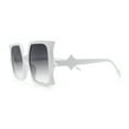 thumbnail image 6 of Womens Bat Wing Oversized Rectangular Plastic Fashion Sunglasses White - Smoke, 6 of 7