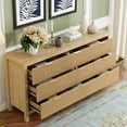 thumbnail image 2 of 9 Drawers, Modern Large Chest Mid Century Modern Dresser TV Stand, Storage Organizer Dresser with Solid Natural Wood Legs for Bedroom, Living Room, Hallway, Natural Oak, 2 of 5