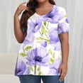 thumbnail image 2 of Pisexur Hauts pour Femmes, Hauts d'Été pour Femmes, Hauts Grande Taille pour Femmes, Hauts pour Dames Mode Été Sexy Imprimé Manches Courtes Col Rond Multicolore, 4TG, 2 of 7