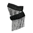 thumbnail image 2 of Segolike 1 Pair Latin Dance Arm Sleeves Competitions Shiny Comfortable Tassel Arm Sleeves Black Silver, 2 of 7
