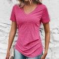 thumbnail image 4 of Elvqul Tops for Women Summer T Shirts Holiday Solid Color Juniors Blouses Hot Pink, 4 of 5