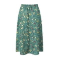 thumbnail image 4 of vigerkar Women's High Elastic Waist Midi Skirt Casual Summer Trendy Flowy Ruffle Floral Print A line Skirts with Pockets Mint Green, L, 4 of 6