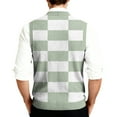 thumbnail image 4 of GrmtClth Sweater Vest Men Classic V-Neck Knit Argyle Vest Sweater Cozy Fit Button Down Cardigan Vest Light Green 4XL, 4 of 7