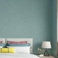 thumbnail image 2 of Grasscloth Wallpaper Peel and Stick 20.9in X 393in Fabric Contact Paper Wall Paper Textured Wallpaper Vertical Stripes Look Self-Adhesive Thick Vinyl Embossed (Blue and Green), 2 of 16