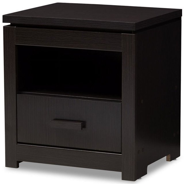 Baxton Studio Bienna Table de Chevet 1 Tiroir en Wengé Marron
