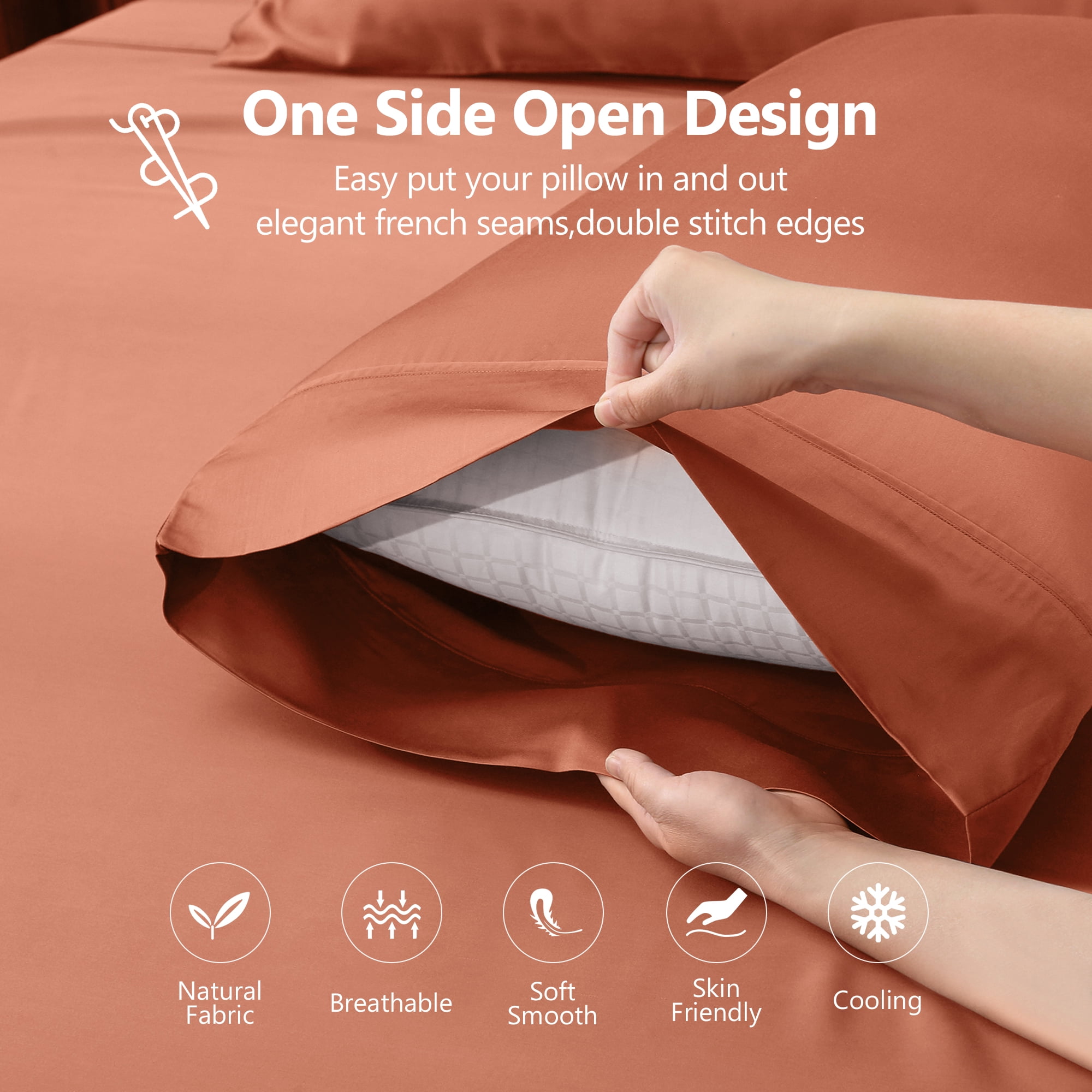 L Linen World 100% Viscose from Bamboo Sheets Set Full Size,Bamboo Cooling Bed Sheet 4 Pieces Deep Pocket Sheet,Silky Soft,Breathable(Caramel,Full)
