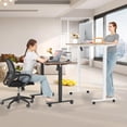 thumbnail image 2 of Electric Standing Desk Adjustable Height, 63x24 Inches Computer Desk with Rolling Wheels, Mouse Pad,Multifunctional Stand up Desk for Home/Office(Oak Grey, 2 of 14