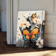 thumbnail image 4 of Cuadro decorativo lienzo mariposas doradas naranja azul flores beige técnica salpicadura oro, arte abstracto floral moderno, decoración elegante para dormitorio, sala y tocador, 4 of 7