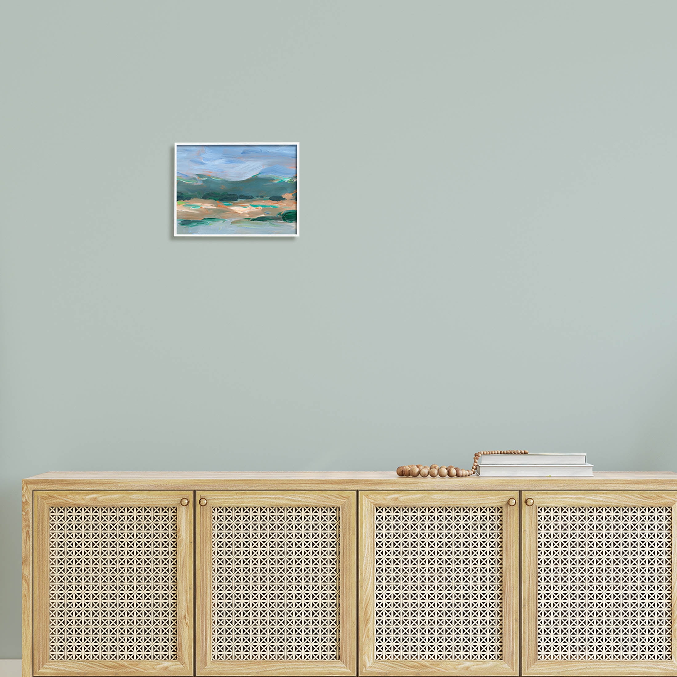 Abstract Landscape Blue Sky Scenery Landscape Painting White Framed Art Print Wall Art