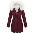 thumbnail image 2 of ClodeEU Women's Sherpa Lined Hoodeid Jacket,Winter Coat Warm Thicken Fleece Parka Jackets With Pockets Wine,Womens Plus S, 2 of 8