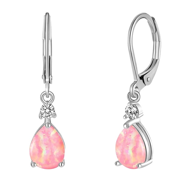 Sonducket Pendientes colgantes de ópalos de fuego elegantes, aretes colgantes de lágrima de Color chapado a la moda y llamativos Ropa, zapatos y accesorios Miscelánea rosa