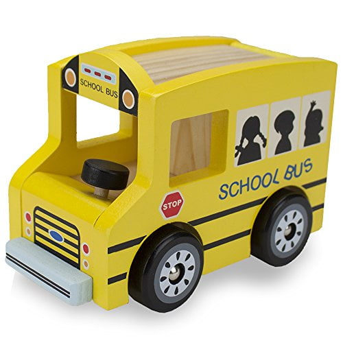 Imagination Generation Wooden Wheels Chunky Toy Back to Schoolbus Yellow School Bus
