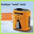 thumbnail image 1 of Ventilador de Cintura Turbo de Alta Velocidad para Exteriores, con Batería Externa USB, Gran Potencia Eólica, Color Amarillo., 1 of 1