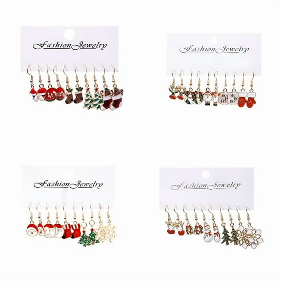 Yoyauz 6PCS Christmas Earrings For Ladies Christmas Snowflakes Lightweight Earrings Cute Christmas Parties Jewelry Gifts