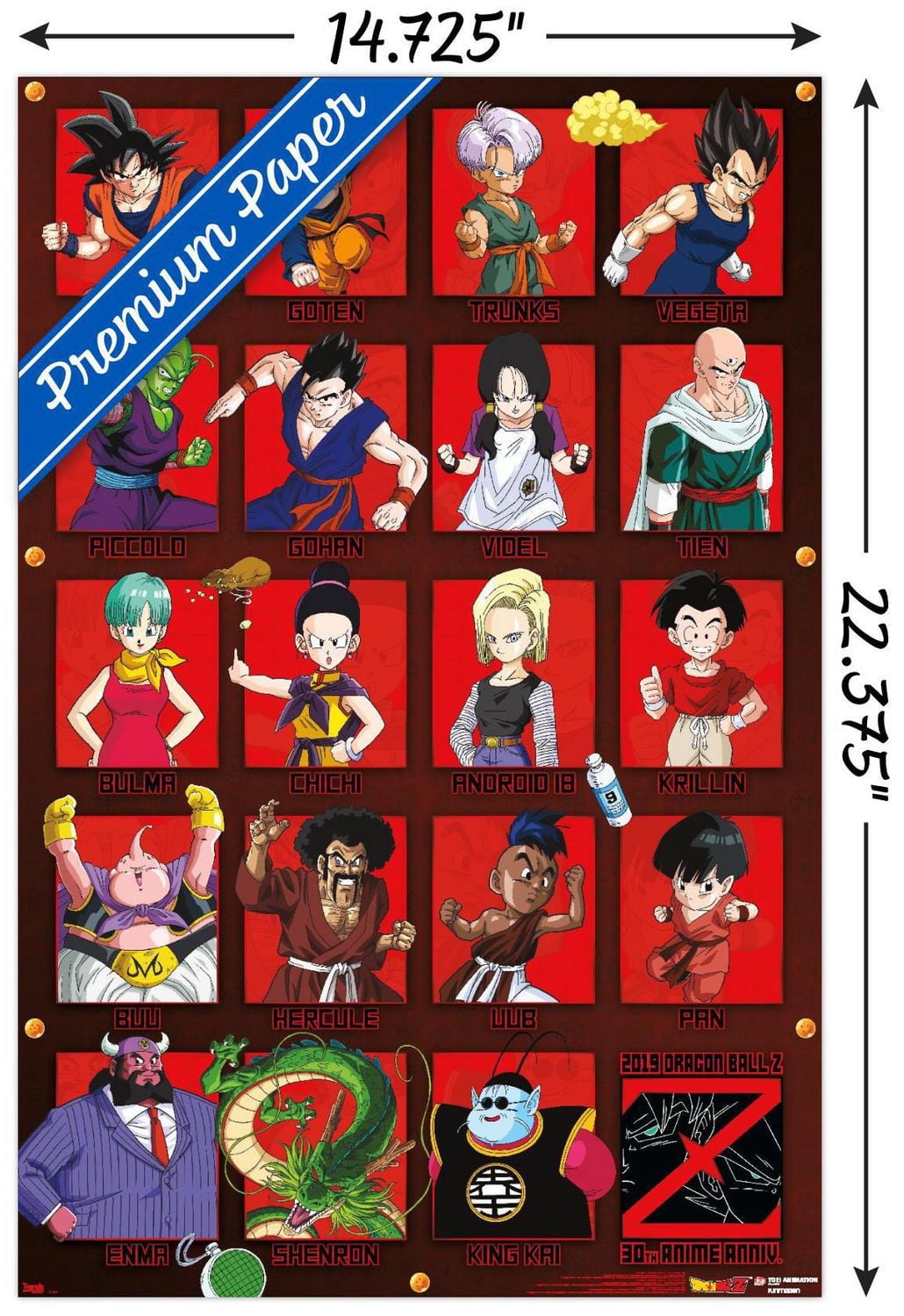 Dragon Ball Z - Anniversary Wall Poster, 14.725" x 22.375"