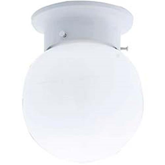 1 Light Flush White Finish with White Glass Globe