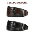 thumbnail image 2 of YOORAN Men's Belt Reversible Leather 1.25", Two-In-One Classic Dress Black Belt, Adjustable, 2 of 6