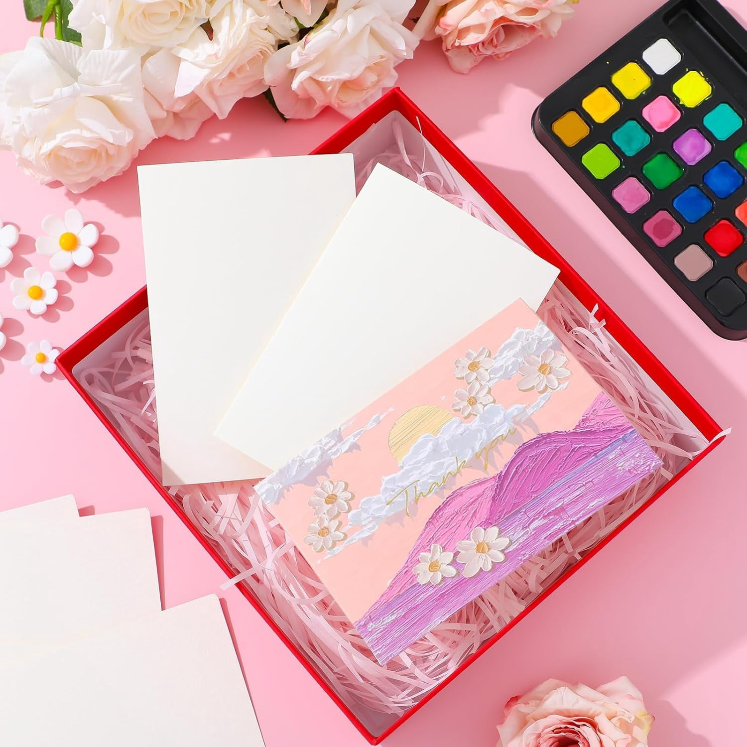 EP 70 Sets Blank Watercolor Cards with Envelopes, 140lb/300GSM Cotton Watercolor Paper Cards, 4 x 6 in Foldable Watercolor Postcards with Envelopes for Greeting Cards Birthday Wedding Invitations