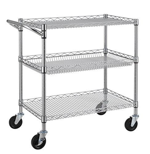 NSF Commercial Grade Industrial Utility Cart Dolly 3 Steel Wire Storage Shelving 