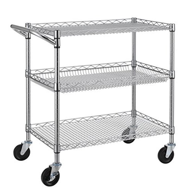finnhomy 3 tier heavy duty commercial grade utility cart, wire rolling