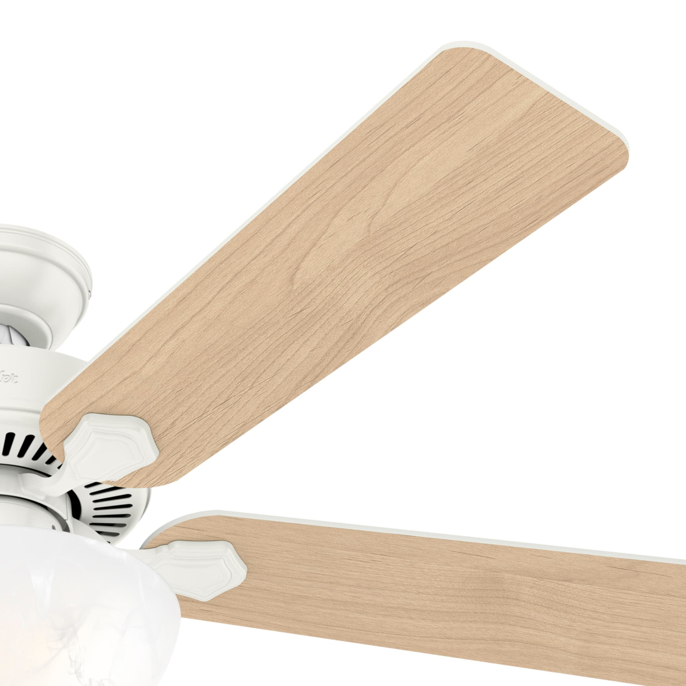 Hunter 52 inch Indoor Ceiling Fan with LED Light - White Ceiling Fan with Pull Chain, For Bedroom, Living Room, or Kitchen, Standard Mount, No Remote, 5 Blades - Swanson 50908, Fresh White