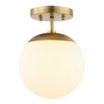 thumbnail image 2 of JONATHAN Y Marcel Bistro 7.75" 1-Light Bohemian Farmhouse Iron/Frosted Glass LED Semi Flush Mount, Brass Gold/White, JYL7499A, 2 of 8