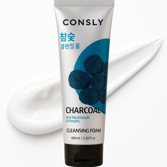 CONSLY Charcoal Pore Cleansing Foam for Oily Skin, K-Beauty Korean Face Wash, 3.38 fl oz