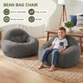 thumbnail image 3 of Bean Bag Chair with Filling, Tufted Fluffy Bean Bag Sofa with Memory Foam for the Living Room, Halls of Residence and Flats (Gray), 3 of 7