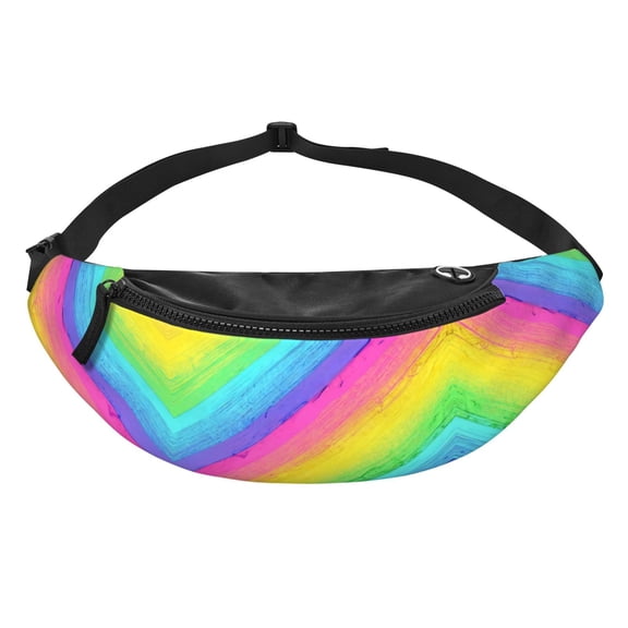 Women Men Rainbow Stripe Crossbody Fanny Waist Bag Pack Belt Bag for Travel Hiking