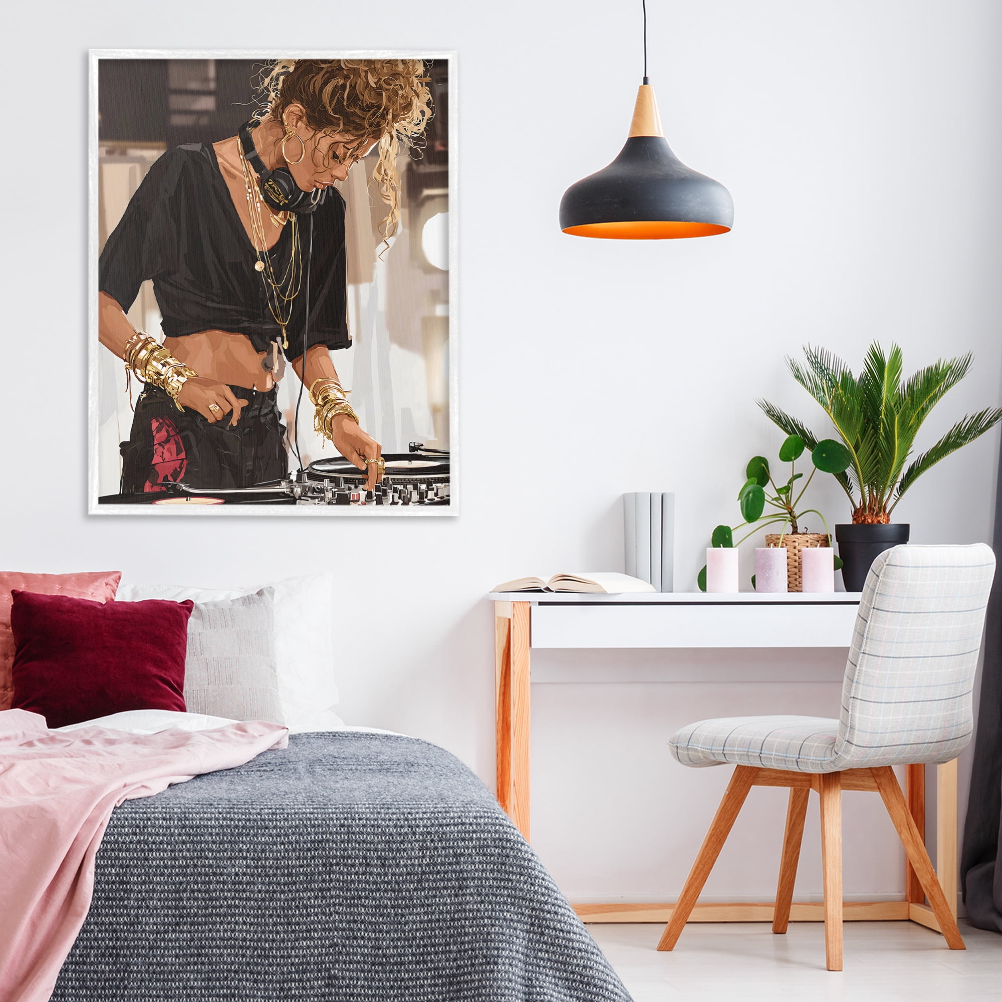 Stupell Industries Speaking Through Music DJ White Framed Giclee Art, design by Franklyn Gregory
