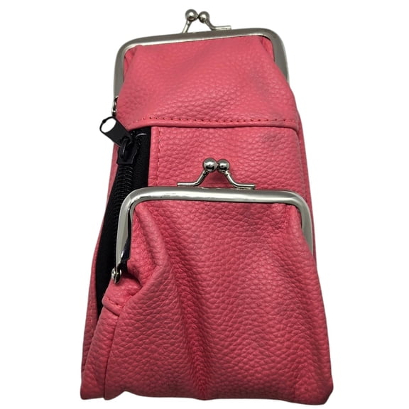 Delux 100s Cigarette Case with 2 Compartment one for ID, CC The Other for Change. Faux Leather. (Pink)