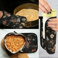 thumbnail image 5 of Yayeee Oven Mitts and Pot Holder Set of 4 Heat Resistant Kitchen Gloves Baking Hot Pad, Black Flowers, 5 of 5