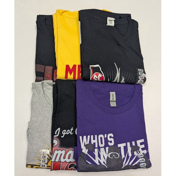 6 Men Size 5XL WWE T-shirts Cena Orton Undertaker The Rock Lot 1