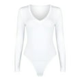 thumbnail image 5 of Bodysuit Shapewear Gibobby con Control de Barriga Body ultraligero de manga larga sexy con cuello en V para mujer Blanco S, 5 of 5