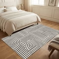thumbnail image 4 of Area Rugs 4'x6'. Black Boho Carpet Runner Indoor Outdoor Rugs Home Decor Aesthetic, Abstract Geometric Curves Lines Modern Non Slip Mats Washable Accent Rug for Living Room Bedroom, 4 of 8