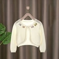 thumbnail image 3 of Sentuca Toddler Girls Cardigan Sweater Long Sleeve Short Bolero Shrug Knit Cardigan Jacket Summer Thin Cute Button Tops Size 1-2Y White, 3 of 7