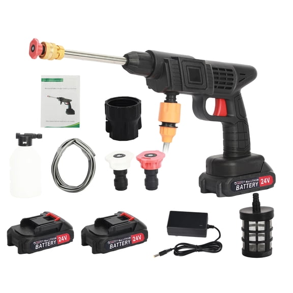 Momarys 24V Cordless Power Washer (9.9”L×6.7”W×3.9”H) - 3.5MPa High Pressure, 2x1500mAh Batteries   Foam Jug, 3 Spray Modes for Car/Camping/Home Cleaning