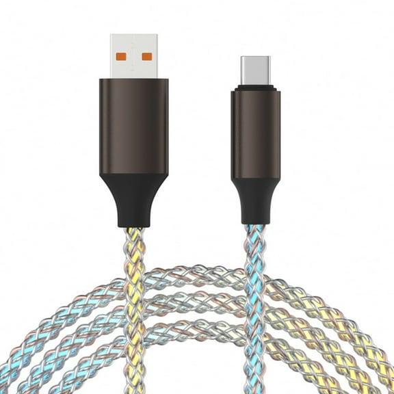 Super Speed 66W Type C Cable with Glowing Effect Braided Universal Charging Cord Color Changing Charges for Phone 16