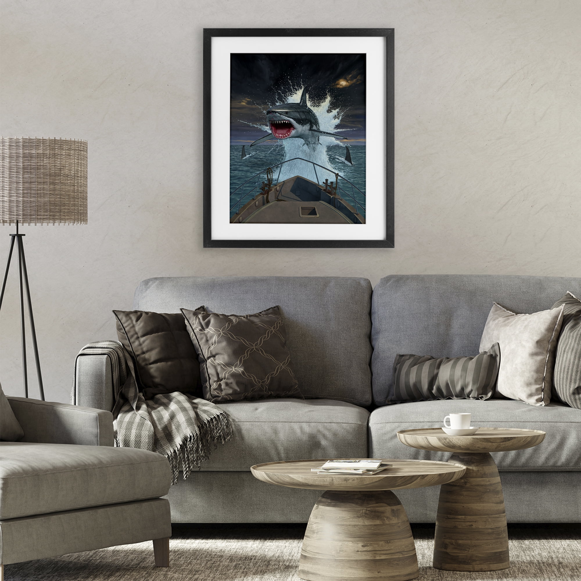 Stupell Industries Fish Out Of Water Black Framed Print Under Glass, design by Vincent Hie