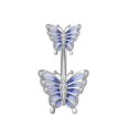 thumbnail image 3 of 2pcs Navel Piercing Surgical Steel Butterfly Bar Length Piercing Belly Button Bananabells Navel Piercing Reverse Silver Butterfly Belly Button Bar Rin, 3 of 4